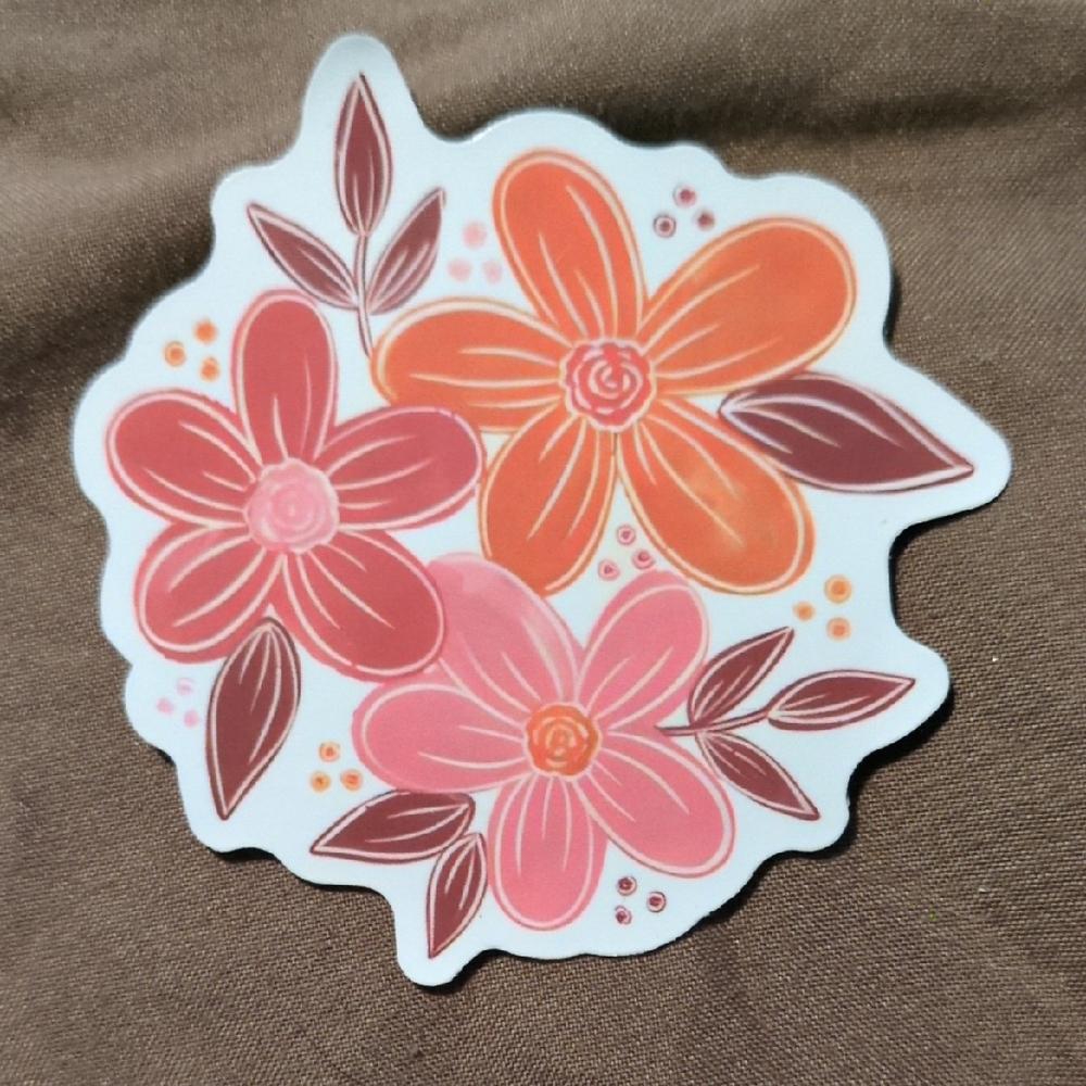 Floral Sticker with Pink and Orange Flowers 🔥🔥🔥20/$10, Bundle And Save